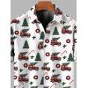 Chemise de vacances pour homme, chemise boutonnée à imprimé sapin de Noël et voiture à carreaux - Blanc M