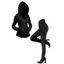Women Outfit Button Up Cable Knit Hooded Cardigan and Grommet Leggings Set - Noir S | US 4