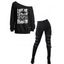 Gothic Women Outfit Skull Letter Print Skew Neck Sweatshirt and Leggings Set - Noir S | US 4