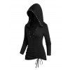Women Outfit Lace Up Grommet Cinched Hoodie Top and Leggings Set - Noir S | US 4