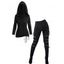 Women Outfit Lace Up Grommet Cinched Hoodie Top and Leggings Set - Noir S | US 4
