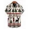Holiday Couple Outfit Elk Christmas Tree Snowflake Print Belt Dress and Shirt Set - Blanc S | US 4