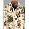Chemise vintage pour homme, imprimé sapin de Noël et Père Noël, à boutons - Jaune clair 5XL