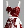 Robe de Noël à imprimé flocons de neige ombré et ceinture froncée - Rouge foncé XXXXXL | US 20