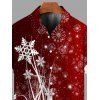 Chemise de Noël pour homme, imprimé flocons de neige, dégradé de couleurs, boutonnée - Rouge foncé 5XL