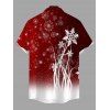 Chemise de Noël pour homme, imprimé flocons de neige, dégradé de couleurs, boutonnée - Rouge foncé 5XL