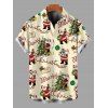 Vintage Couple Outfit Christmas Tree Santa Claus Print Belt Dress and Shirt Set - Jaune clair S | US 4