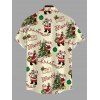 Vintage Couple Outfit Christmas Tree Santa Claus Print Belt Dress and Shirt Set - Jaune clair S | US 4