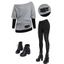 Women Outfit Colorblock Buckle Top Snap Button Leggings and Boots Set - Gris Clair S | US 4