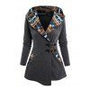 Women Outfit Tribal Print Patchwork Hooded Top Buckle Leggings and Boots Set - Gris S | US 4