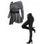 Women Outfit Buckle Strap Lace Panel Asymmetric Top and Leggings Set - Gris S | US 4