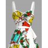 Robe de fête avec chapeau de Noël, clochette et imprimé ceinture froncée - multicolor XXL | US 14