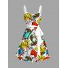 Robe de fête avec chapeau de Noël, clochette et imprimé ceinture froncée - multicolor XXL | US 14