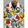 Chemise de Noël pour homme, imprimé bonnet et clochette, à boutons - multicolor 3XL
