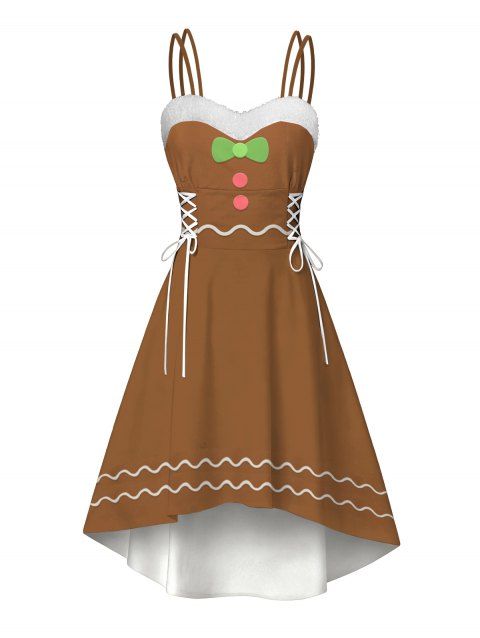 Robe de Noël à nœud papillon, imprimé 3D ondulé, fausse fourrure, asymétrique