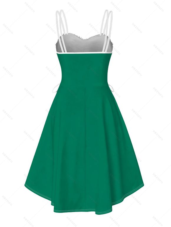 Robe de Noël rayée à nœud papillon et imprimé lettres, en fausse fourrure, asymétrique - PLANT GREEN XXL | US 14