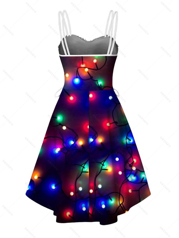 Robe imprimée colorée à lacets, en fausse fourrure, à double bretelle asymétrique - Noir XXL | US 14