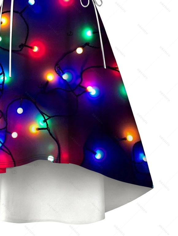 Robe imprimée colorée à lacets, en fausse fourrure, à double bretelle asymétrique - Noir XXL | US 14