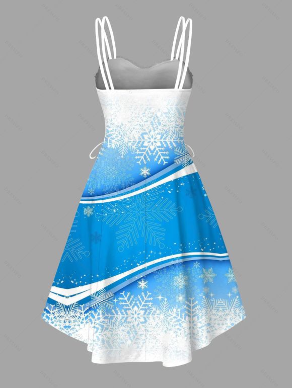 Robe de Noël à imprimé flocons de neige ombré, en fausse fourrure, asymétrique - Bleu clair XXL | US 14