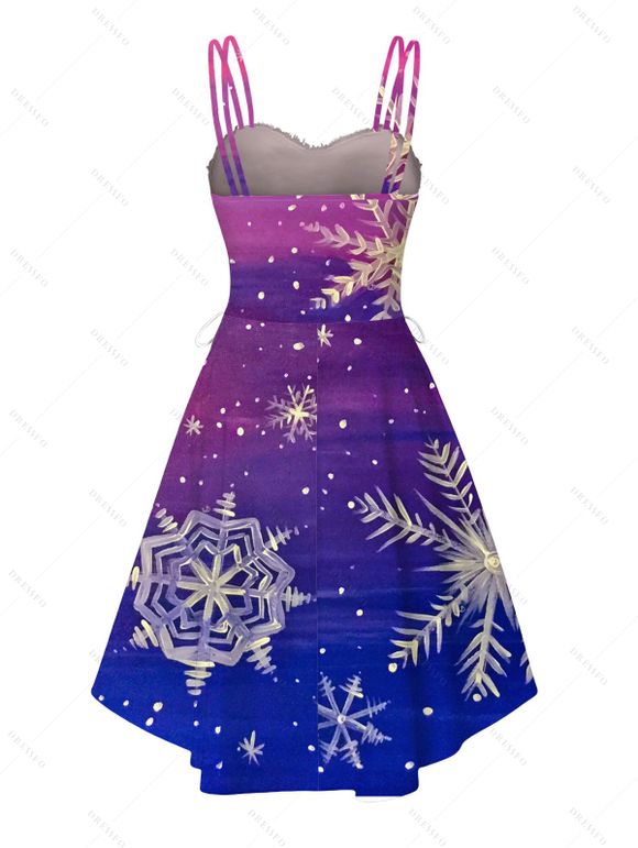 Robe de Noël imprimée flocons de neige, dégradée, en fausse fourrure, asymétrique - Pourpre XXL | US 14