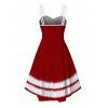 Robe de Noël imprimée canne à sucre 3D en fausse fourrure, asymétrique - Rouge Vineux XXL | US 14