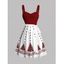 Robe de fête à imprimé sapin de Noël et flocons de neige colorblock avec ceinture - Rouge Vineux XXXXXL | US 20