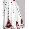 Robe de fête à imprimé sapin de Noël et flocons de neige colorblock avec ceinture - Rouge Vineux XXXXXL | US 20