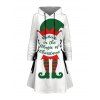 Robe à capuche de Noël rayée à imprimé lettres et bonnet de Noël - Blanc XXXXXL | US 20