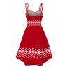 Robe de Noël à imprimé flocons de neige en zigzag, en fausse fourrure, asymétrique - Rouge XXL | US 14