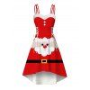 Robe de Noël Père Noël imprimée 3D en fausse fourrure, robe asymétrique - Rouge XXL | US 14