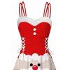 Robe de Noël Père Noël imprimée 3D en fausse fourrure, robe asymétrique - Rouge XXL | US 14