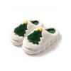 Christmas Tree Print Faux Fur Thick Platform Colorblock Slippers - Blanc EU (36-37)