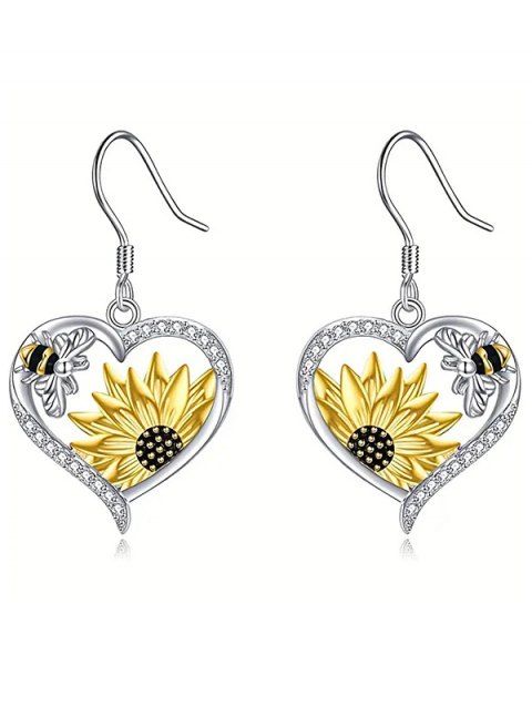 Boucles d'oreilles bohèmes en strass, cœur, tournesol, abeille, pendantes