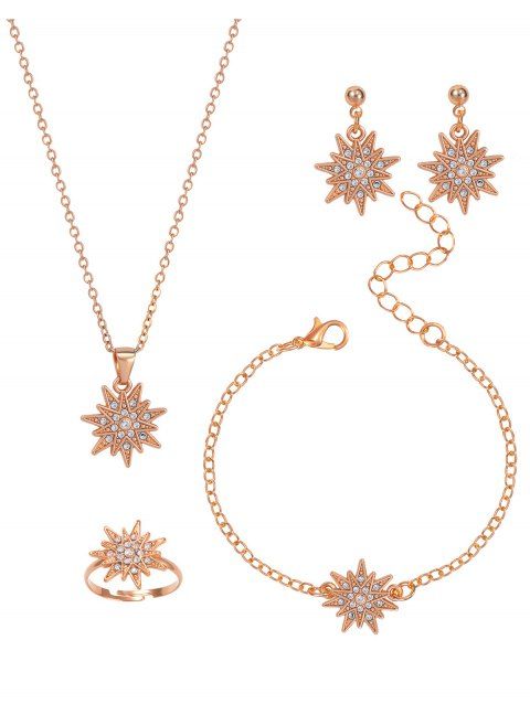 Ensemble de 4 accessoires de Noël : collier, bracelet, bague et boucles d'oreilles en strass avec flocons de neige