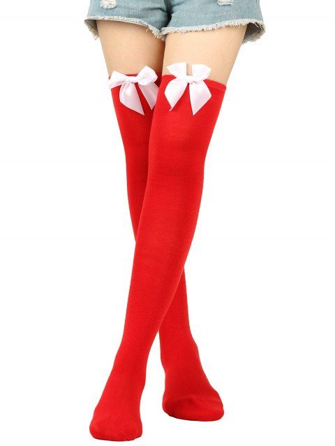 Bas de Noël à nœud papillon, longueur genou