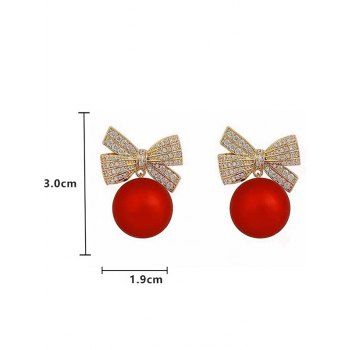 Christmas Earrings Rhinestone Bowknot Circle Earrings