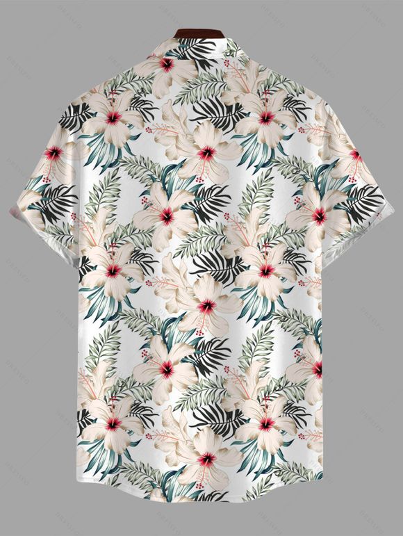 Couple Outfit for Vacation Hibiscus Floral Leaf Print Slit Dress and Shirt Set - Vert clair S | US 4