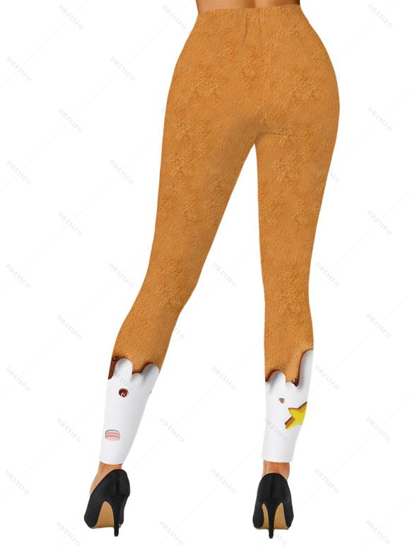 Leggings longs à imprimé étoiles 3D et taille haute élastique - Deep Yellow XXL | US 14