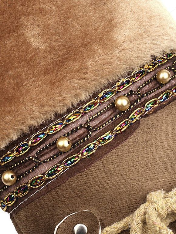 Ethnic Women Outfit Skew Neck O Ring Knitted Dress and Earrings Boots Set - café lumière S | US 4