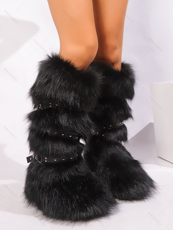 Winter Outfit Cowl Neck Hooded Belted Knit Sweater and Earrings Boots Set - Noir S | US 4