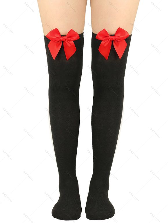 Bas de Noël à nœud papillon, longueur genou - Noir 