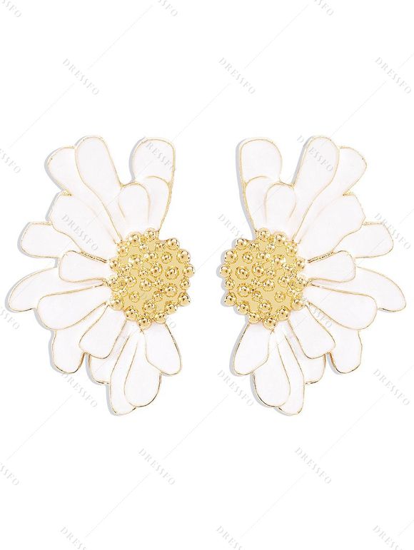 Boucles d'oreilles vintage élégantes en forme de fleur - Blanc 