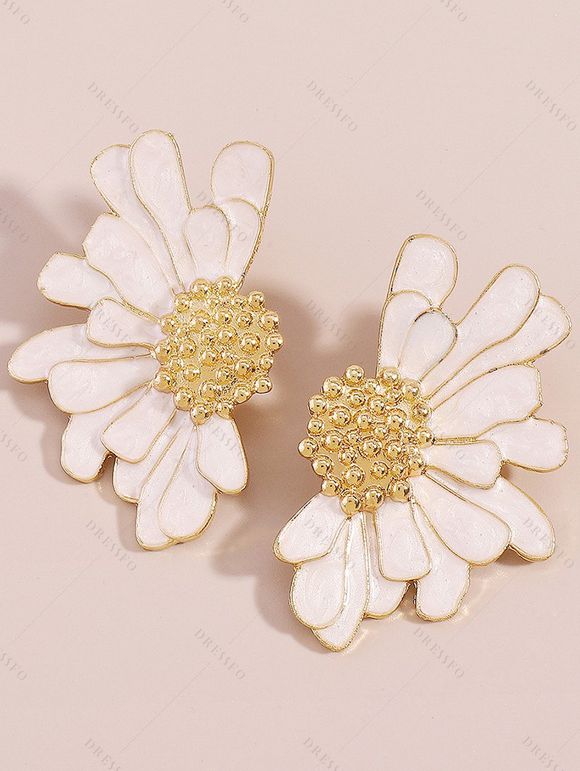 Boucles d'oreilles vintage élégantes en forme de fleur - Blanc 
