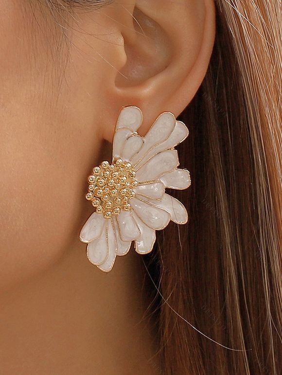 Boucles d'oreilles vintage élégantes en forme de fleur - Blanc 
