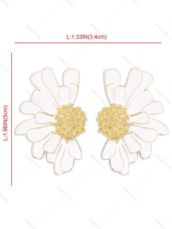 Boucles d'oreilles vintage élégantes en forme de fleur - Blanc 