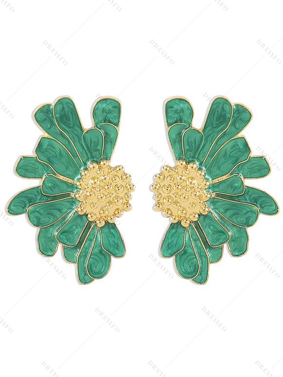 Boucles d'oreilles vintage élégantes en forme de fleur - Vert 
