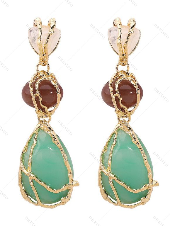 Boucles d'oreilles tendance en pierre géométrique en forme de goutte - Vert 