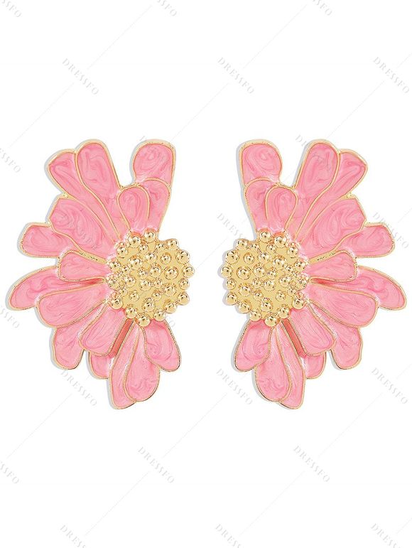 Boucles d'oreilles vintage élégantes en forme de fleur - Rose clair 