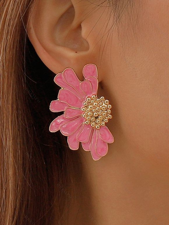 Boucles d'oreilles vintage élégantes en forme de fleur - Rose clair 