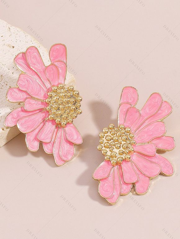 Boucles d'oreilles vintage élégantes en forme de fleur - Rose clair 